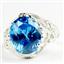 925 Sterling Silver Ladies Filigree Ring, Swiss Blue CZ, SR114