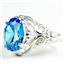 925 Sterling Silver Ladies Filigree Ring, Swiss Blue CZ, SR114