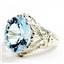 925 Sterling Silver Ladies Ring, Concave Cut Swiss Blue Topaz, SR114