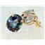 14k Gold Post Earrings, Mystic Fire Topaz, E202