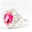 925 Sterling Silver Ladies Filigree Ring, Created Pink Sapphire, SR125
