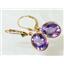 14k Gold Leverback Earrings, Amethyst, E201