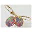 14k Gold Leverback Earrings, Created Red/Brown Opal, E201