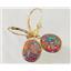 14k Gold Leverback Earrings, Created Red/Brown Opal, E201