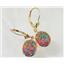 14k Gold Leverback Earrings, Created Red/Brown Opal, E201