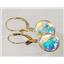 14k Gold Leverback Earrings, Mercury Mist Topaz, E201