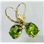14k Gold Leverback Earrings, Peridot, E107