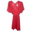 Linea Donatella Womens Juliet Lace-Trimmed Chiffon Wrap Robe Red Sz S/M New