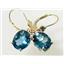 Custom Listing: 14K Gold Leverback Earrings, London Blue Topaz, E107