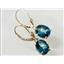 Custom Listing: 14K Gold Leverback Earrings, London Blue Topaz, E107