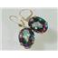 14k Gold Leverback Earrings, Mystic Fire Topaz, E407