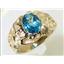 10K, 14K or 18K Men's Gold Ring, Swiss Blue Topaz, R168
