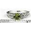 925 Sterling Silver Engagement Ring, Peridot w/ Accents, SR254