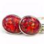 925 Sterling Silver Leverback Earrings, Created Red/Brown Opal, SE101