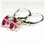 925 Sterling Silver Leverback Earrings, Created Ruby, SE007