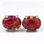 925 Sterling Silver Post Earrings, Created Red/Brown Opal, SE002C
