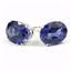 925 Sterling Silver Post Earrings, Created Blue Sapphire, SE102
