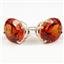925 Sterling Silver Post Earrings, Created Padparadscha Sapphire, SE202