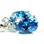 925 Sterling Silver Leverback Earrings, Swiss Blue CZ, SE107