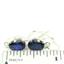 925 Sterling Silver Threader Earrings, Created Blue Sapphire, SE003