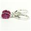 925 Sterling Silver Leverback Earrings, Created Pink Sapphire, SE007