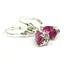 925 Sterling Silver Leverback Earrings, Created Pink Sapphire, SE007