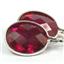 925 Sterling Silver Leverback Earrings, Created Ruby, SE101