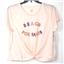jenni Short Sleeve Twist Front Graphic Pajama Top Beach Por Favor Ch Size New