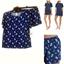 FLORA NIKROOZ Averie Rib Knit Pajama Top & Shorts Set Navy Floral Ch Size T90446