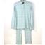 Roudelain Butter Knit Hood Top & Slim Pants Pajama Set Green Stripe Opt Size New
