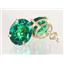 14k Gold Post Earrings, Russian Nanocrystal Emerald, E202