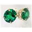 14k Gold Post Earrings, Russian Nanocrystal Emerald, E202