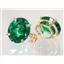 14k Gold Post Earrings, Russian Nanocrystal Emerald, E202