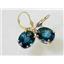 14k Gold Leverback Earrings, London Blue Topaz, E207