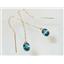 14k Gold Threader Earrings, London Blue Topaz, E003