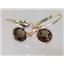14k Gold Leverback Earrings, Smoky Quartz, E011