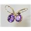14k Gold Leverback Earrings, Amethyst, E111
