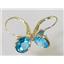 14k Gold Leverback Earrings, Swiss Blue Topaz, E111