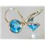 14k Gold Leverback Earrings, Swiss Blue Topaz, E111
