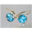 14k Gold Leverback Earrings, Swiss Blue Topaz, E111