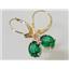 14k Gold Leverback Earrings, Russian Nanocrystal Emerald, E007