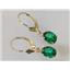 14k Gold Leverback Earrings, Russian Nanocrystal Emerald, E007