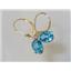 14k Gold Leverback Earrings, Swiss Blue Topaz, E007
