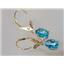 14k Gold Leverback Earrings, Swiss Blue Topaz, E007