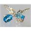 14k Gold Leverback Earrings, Swiss Blue Topaz, E007