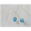 14k Gold Threader Earrings, Swiss Blue Topaz, E103
