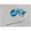 14k Gold Threader Earrings, Swiss Blue Topaz, E103