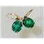 14k Gold Leverback Earrings, Russian Nanocrystal Emerald, E207