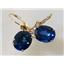 14k Gold Leverback Earrings, Created Blue Sapphire, E207