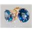 14k Gold Post Earrings, Neptunes Garden Topaz, E102